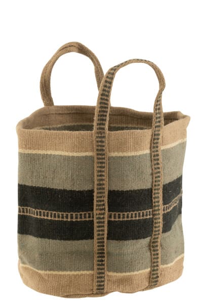 Kurv Rund V/Honk 60X40X40Cm Jute Natúr/Blá