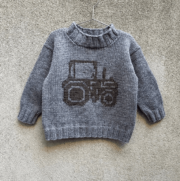Bindiuppskrift – Traktor Sweater – Dansk