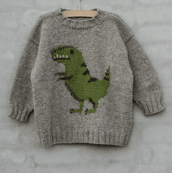 Bindiuppskrift – Dinosaur Sweater – Dansk