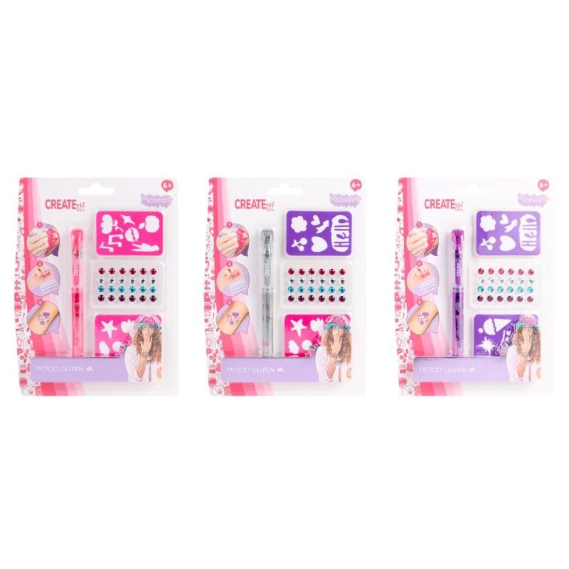 Create It! Tattoo Pen Scented Dmnds&Stenc 3 Ass