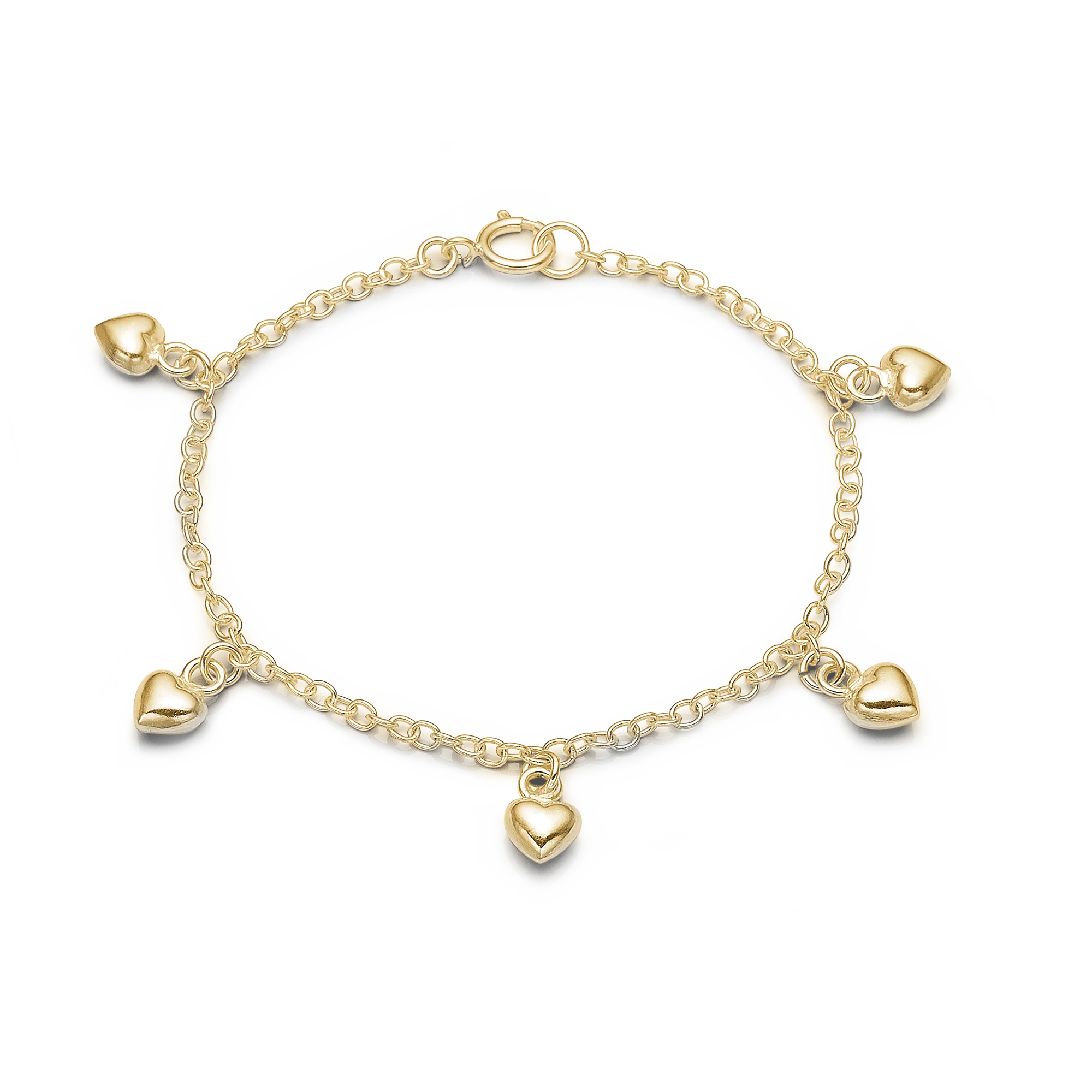Gylt Armband V/5 Hjørtum, Til Børn, 17Cm, Sterling Silvur