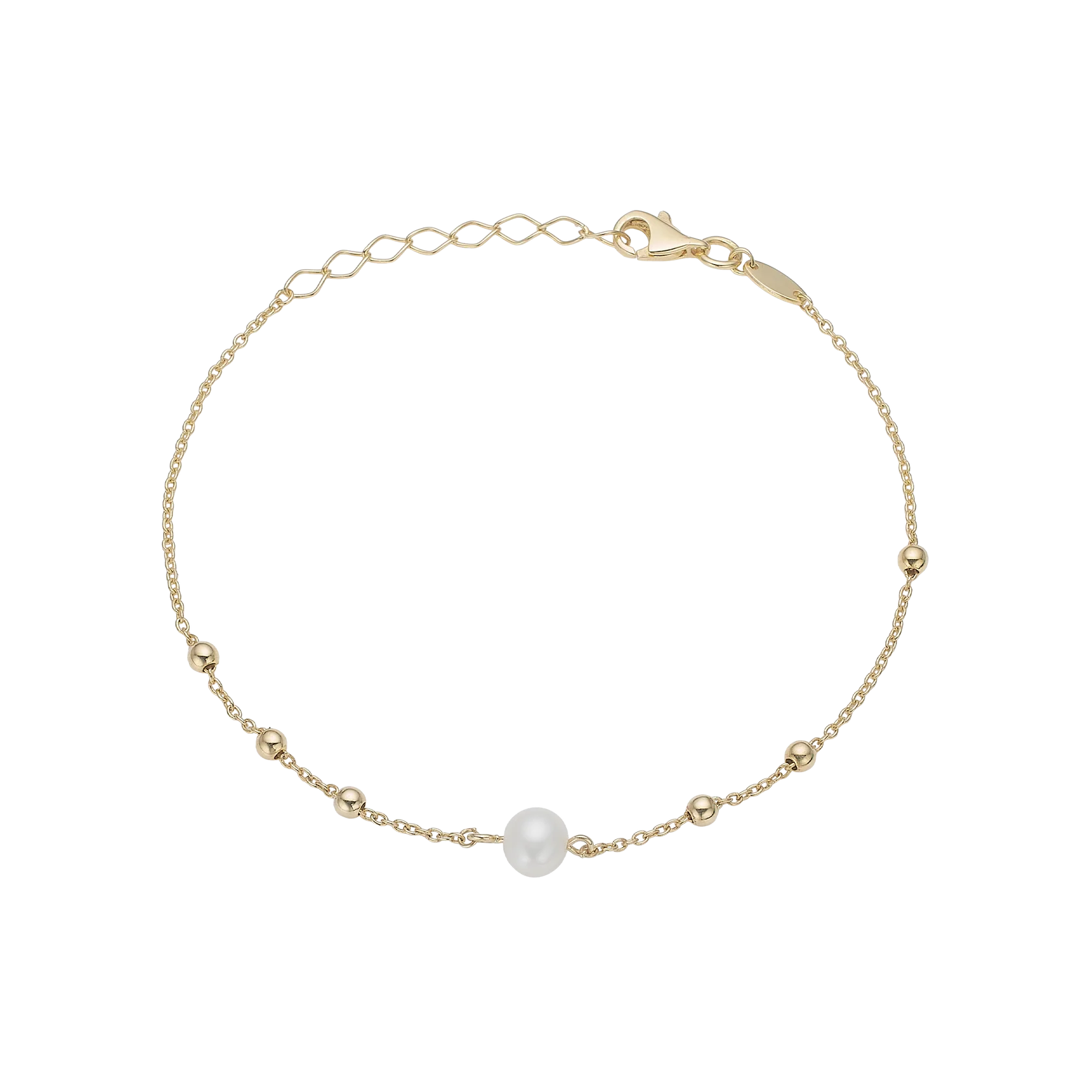 Armband V/Perlu, 20Cm, Gylt, Sterling Silvur