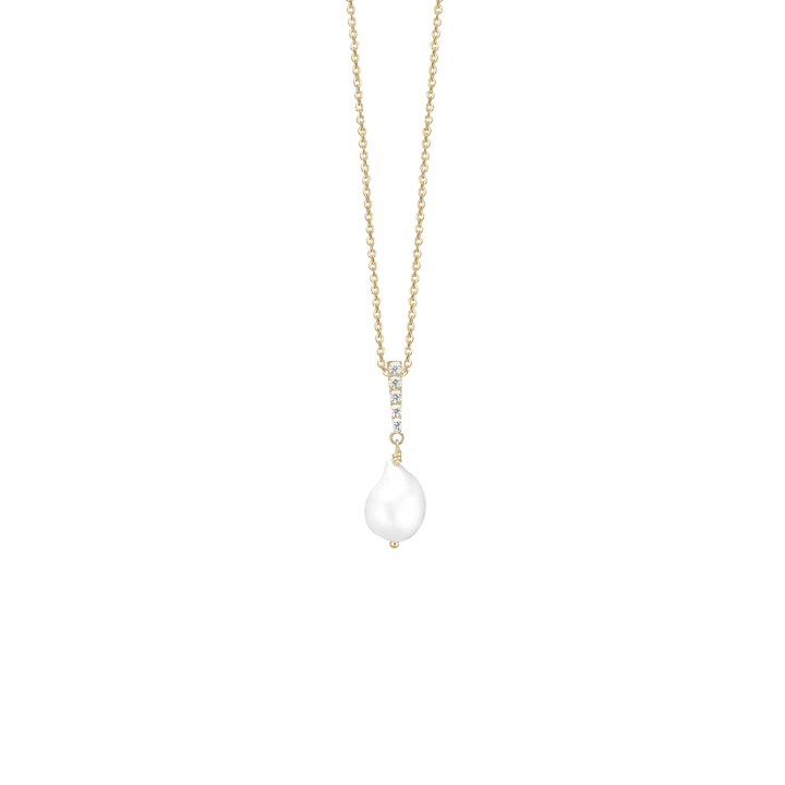Hálsketa V/Barok Perlu, Gylt, 45Cm, Sterling Silvur