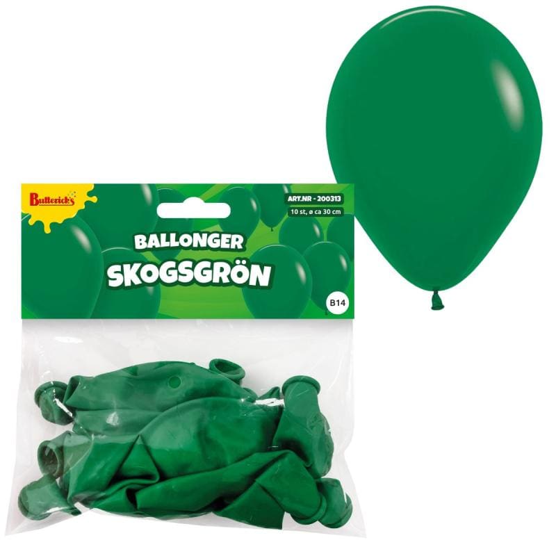 Ballónir Myrkagrønar 30Cm, 10 Stk