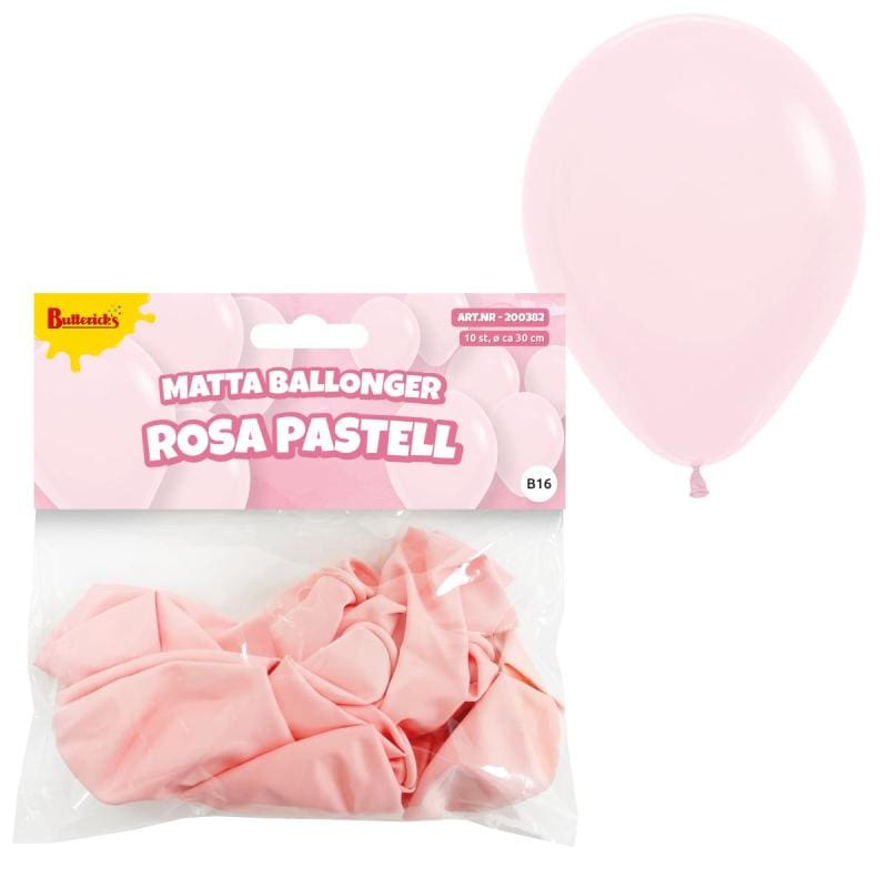 Ballónir Pastel Rosa 30Cm, 10 Stk